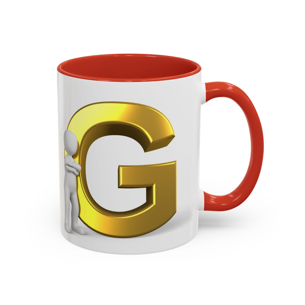 Gold Letter G with 3D Figure Coffee Mug | Initial Monogram Accent