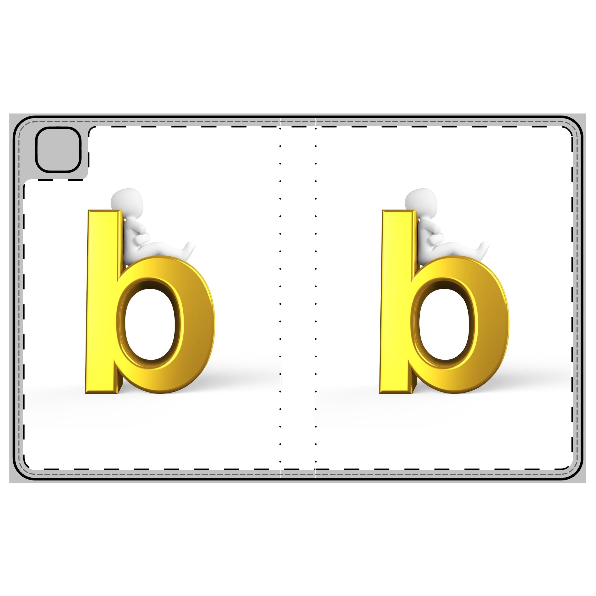 Étui de protection pour tablette avec lettre B dorée | Monogramme initial, motif alphabet