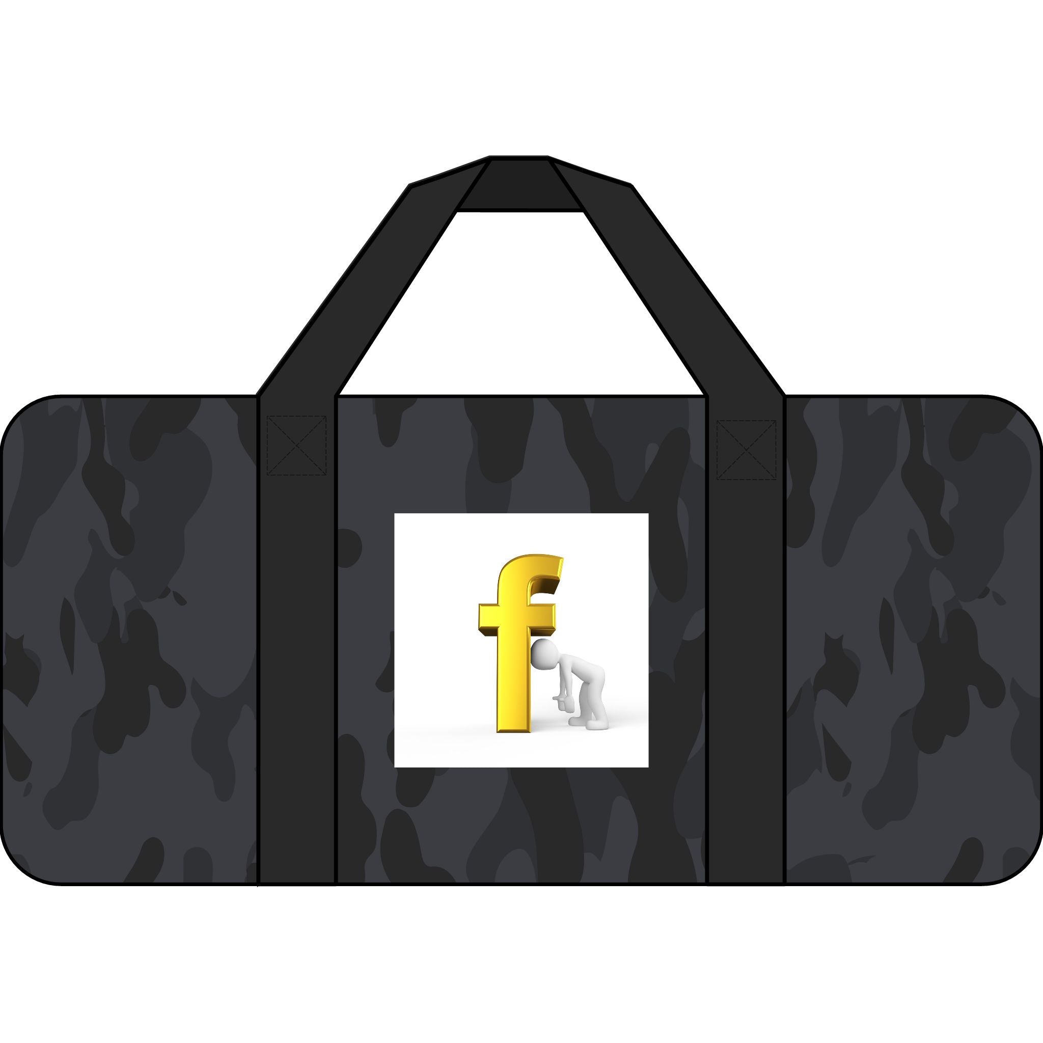Yellow 3D Letter F Graphic Tripper Duffel Bag | Checker Strap, Camouflage Option