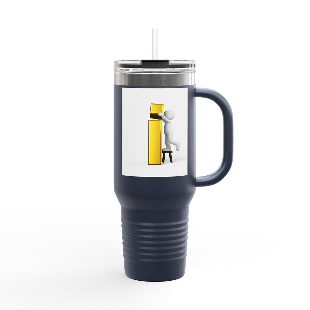 3D Figure building Yellow Letter i Travel Mug | 40oz Insulated Tumbler