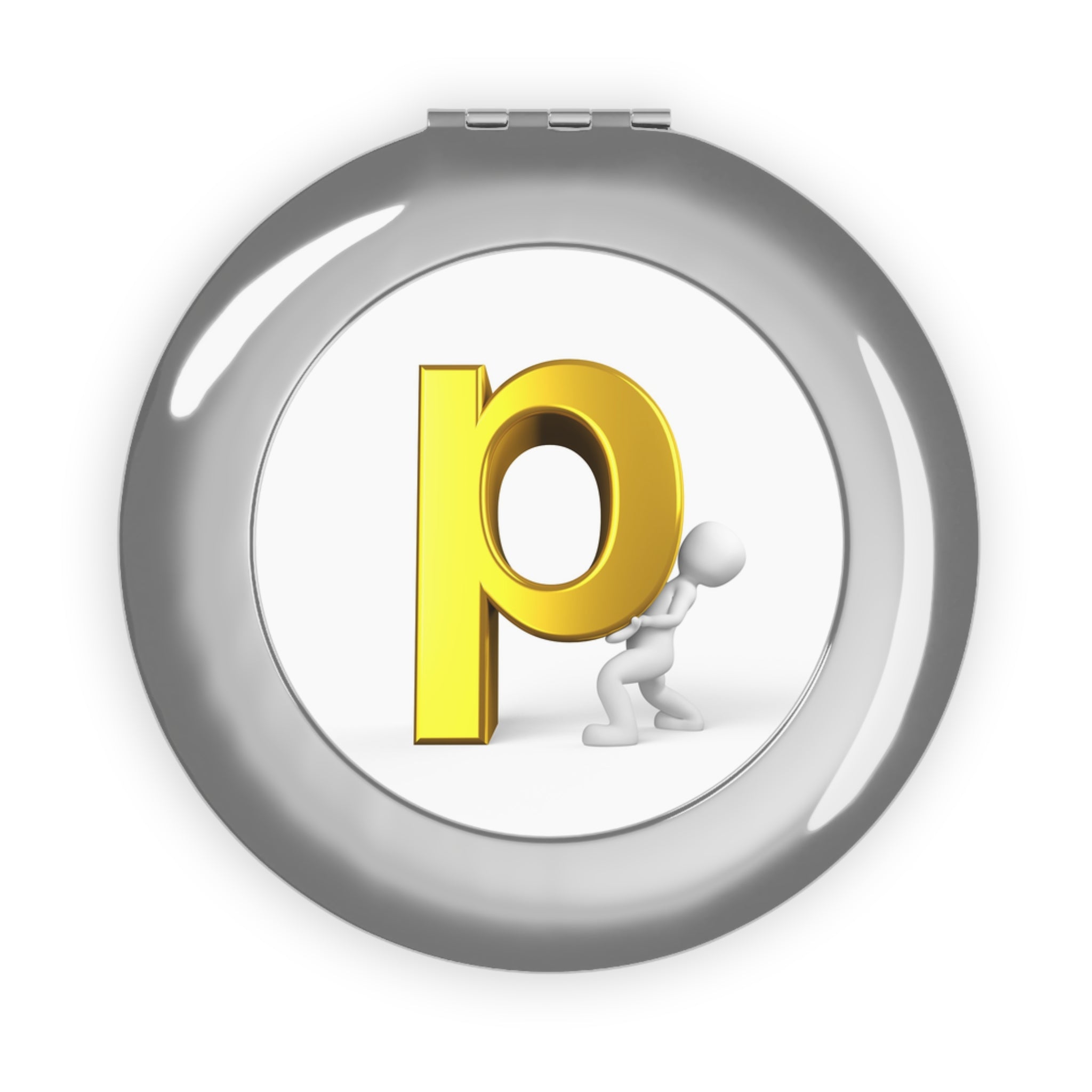 Gold Letter P Initial Compact Travel Mirror | Monogram Makeup Mirror