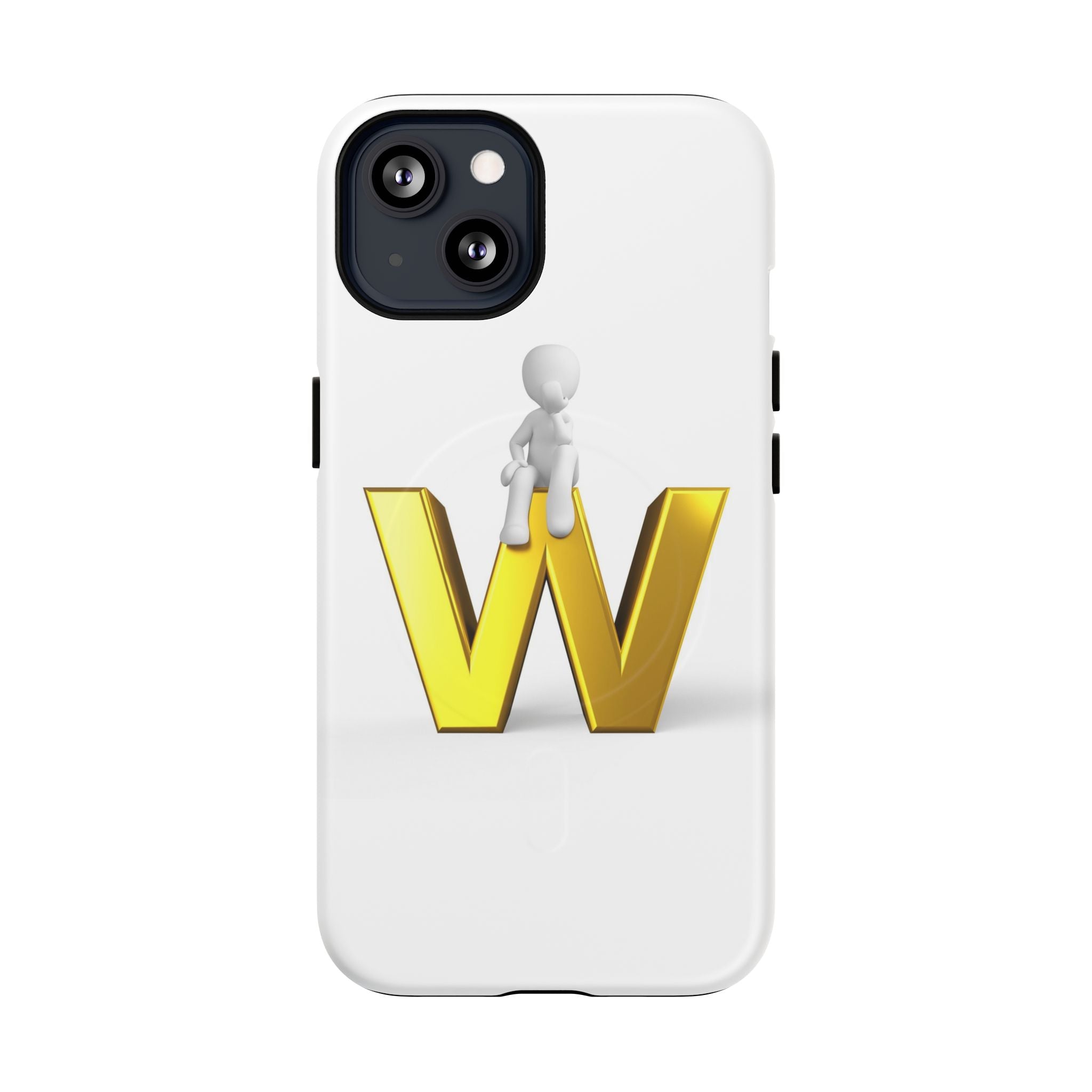 Coque de téléphone magnétique robuste avec figurine 3D sur fond doré
