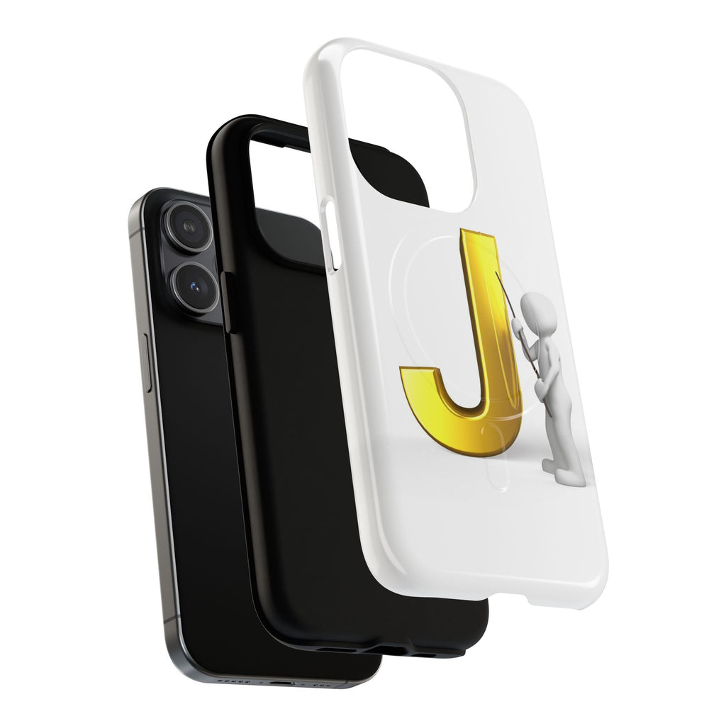 Gold Letter J with Painter Figure Phone Case | Tough Magnetic Case