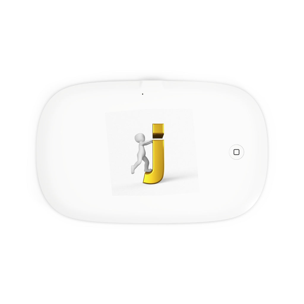 Yellow Letter J Icon UV Phone Sanitizer and Wireless Charging Pad | Logo Charging Station