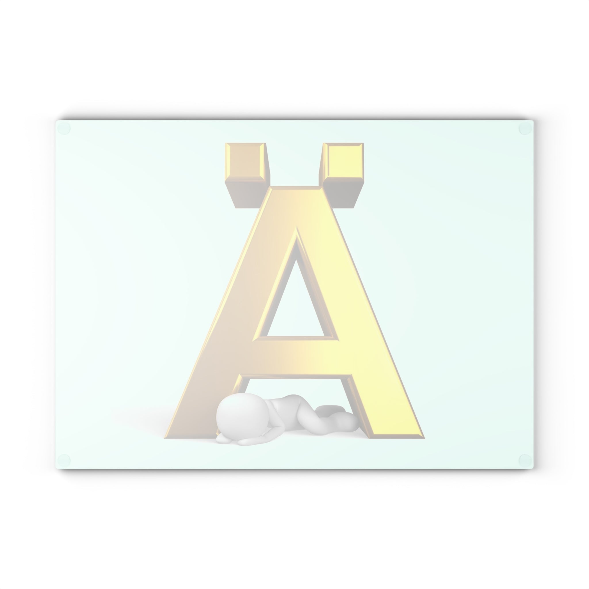 Gold Letter Ä glass cutting board | Monogram initial kitchen decor