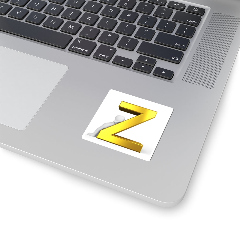 Gold 3D Letter Z Sticker | Alphabet Initial Laptop Decal