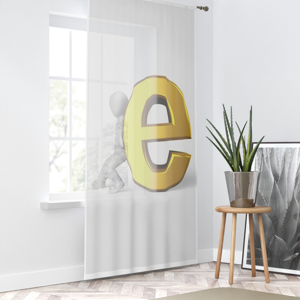 Gold Letter E design Window Curtain | Monogram Initial Home Décor