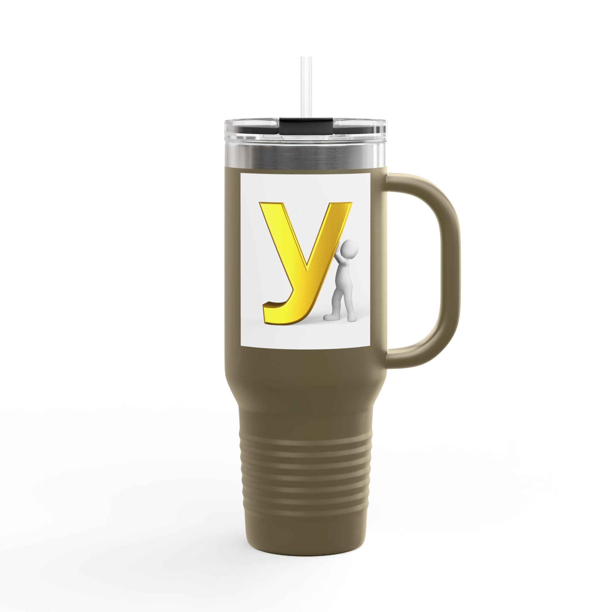 Yellow Letter Y Monogram Travel Mug | 40oz Insulated Tumbler