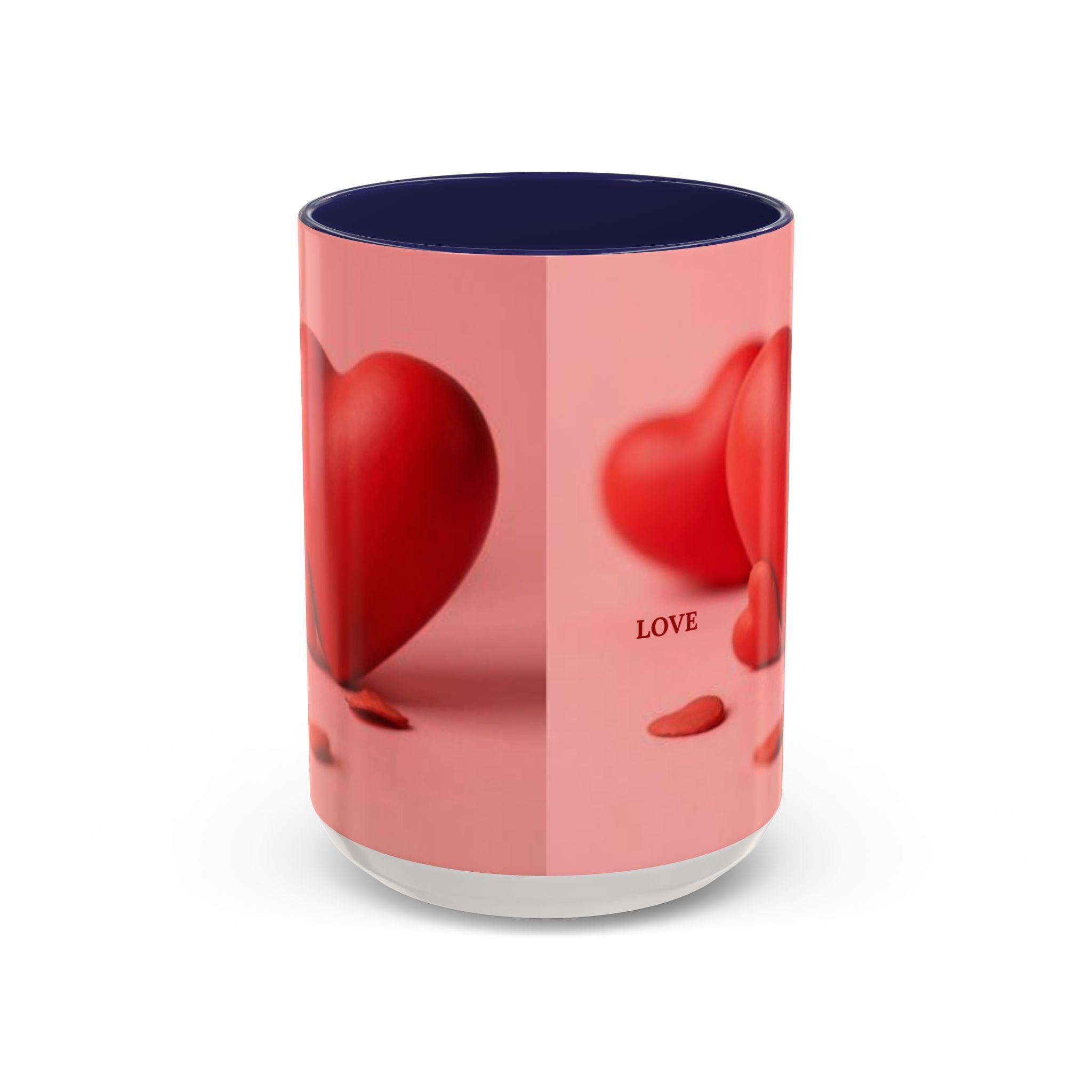 Red Heart Love Design Accent Coffee Mug | Valentine Heart Ceramic Mug