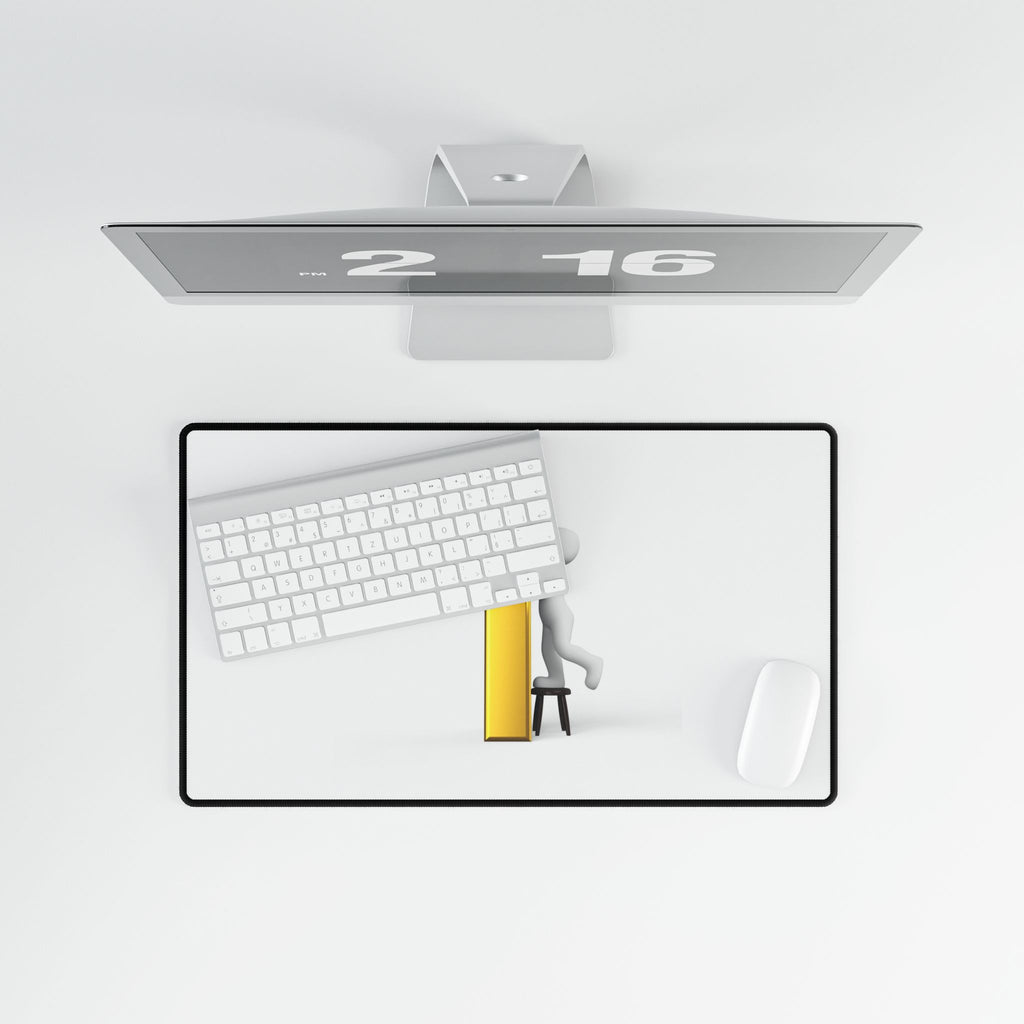 3D Figure Building Gold Letter i Desk Mat | Large Mouse Pad