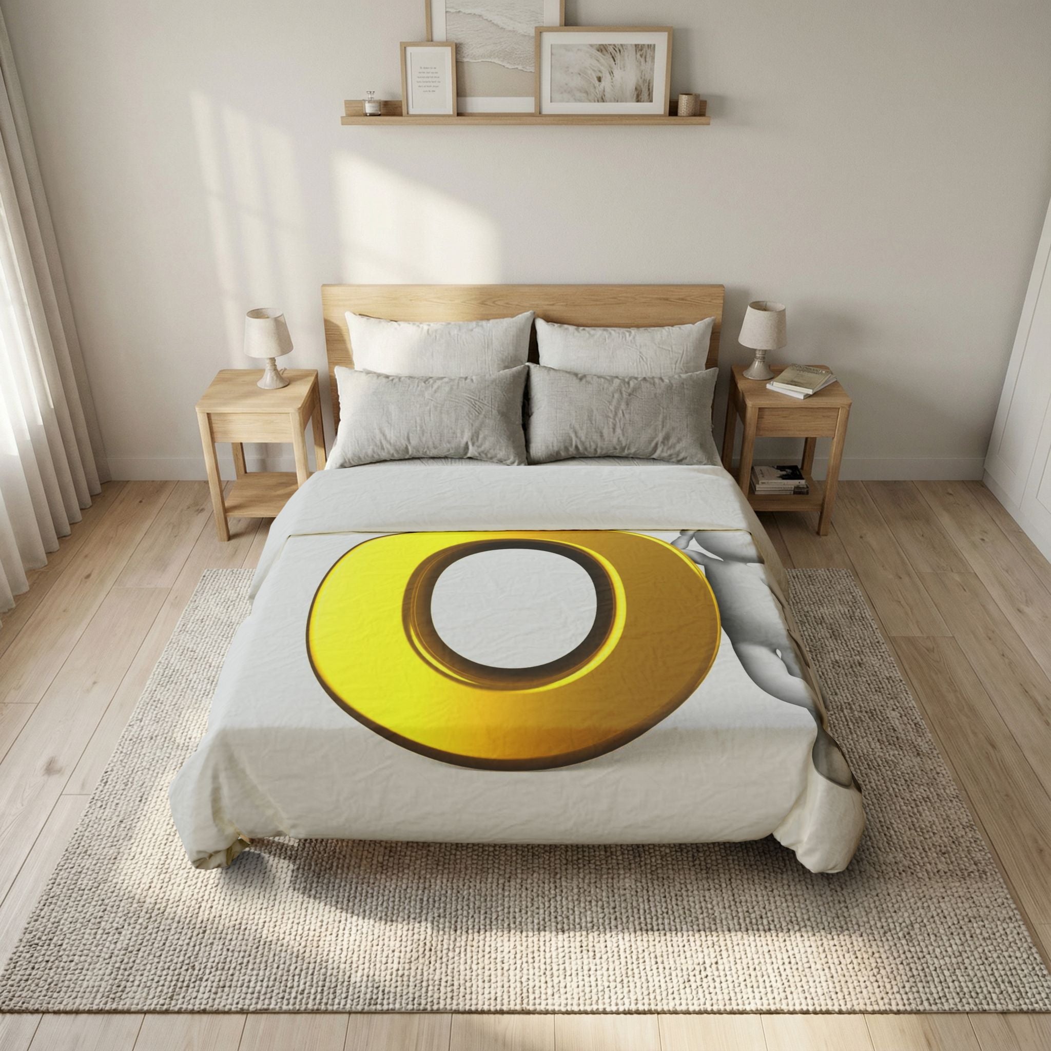 3D Gold Letter O Duvet Cover | Monogram Alphabet Bedding