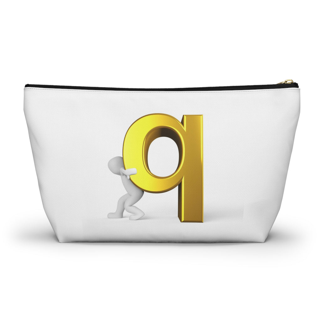 Gold Letter Q Monogram Accessory Pouch | T-Bottom Makeup Bag