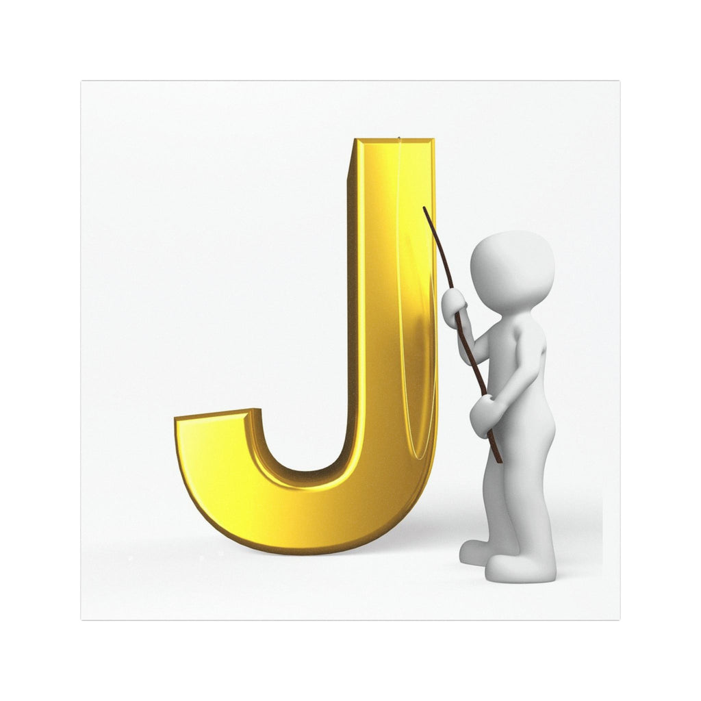 Gold Letter J with Figure car magnet | Car Magnets