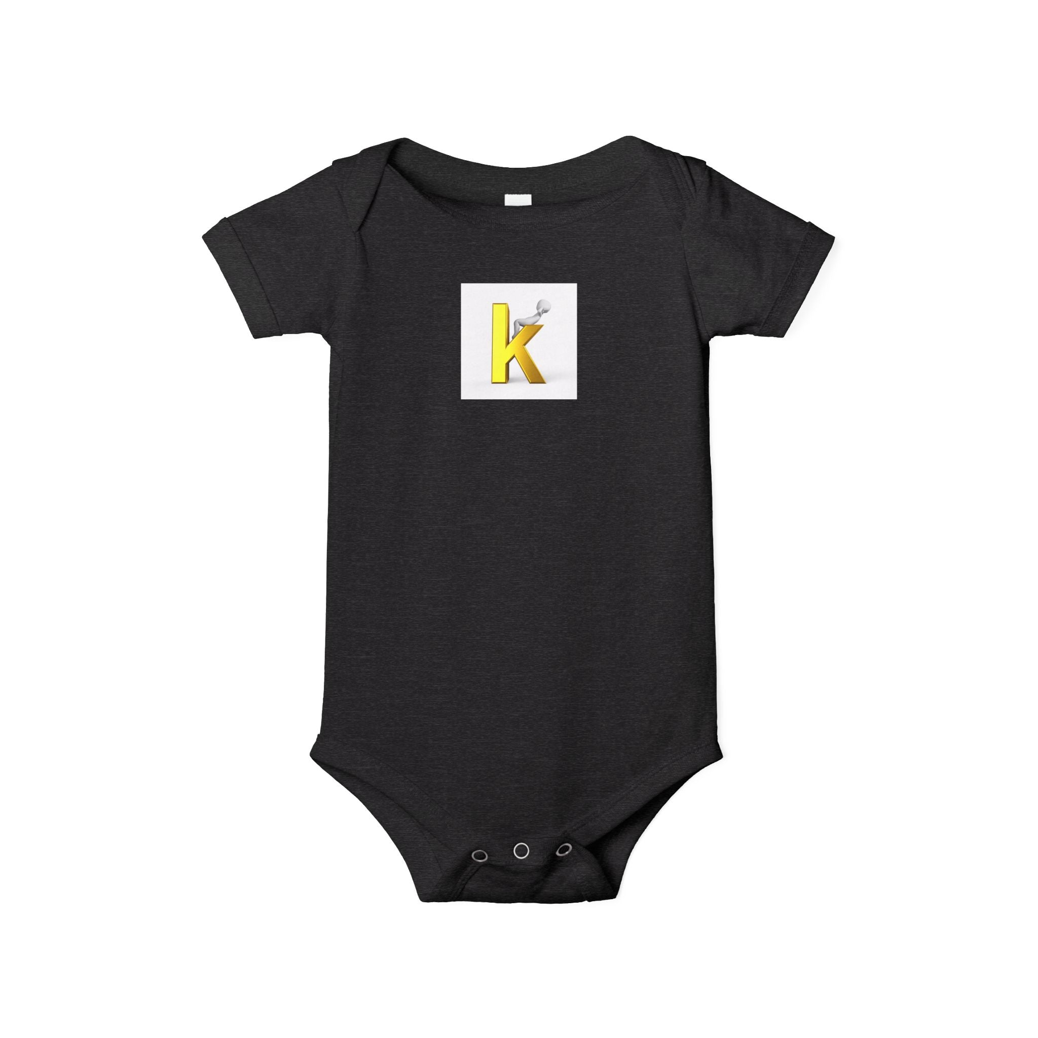 Grenouillère bébé initiale K lettre jaune | Combinaison bébé une pièce