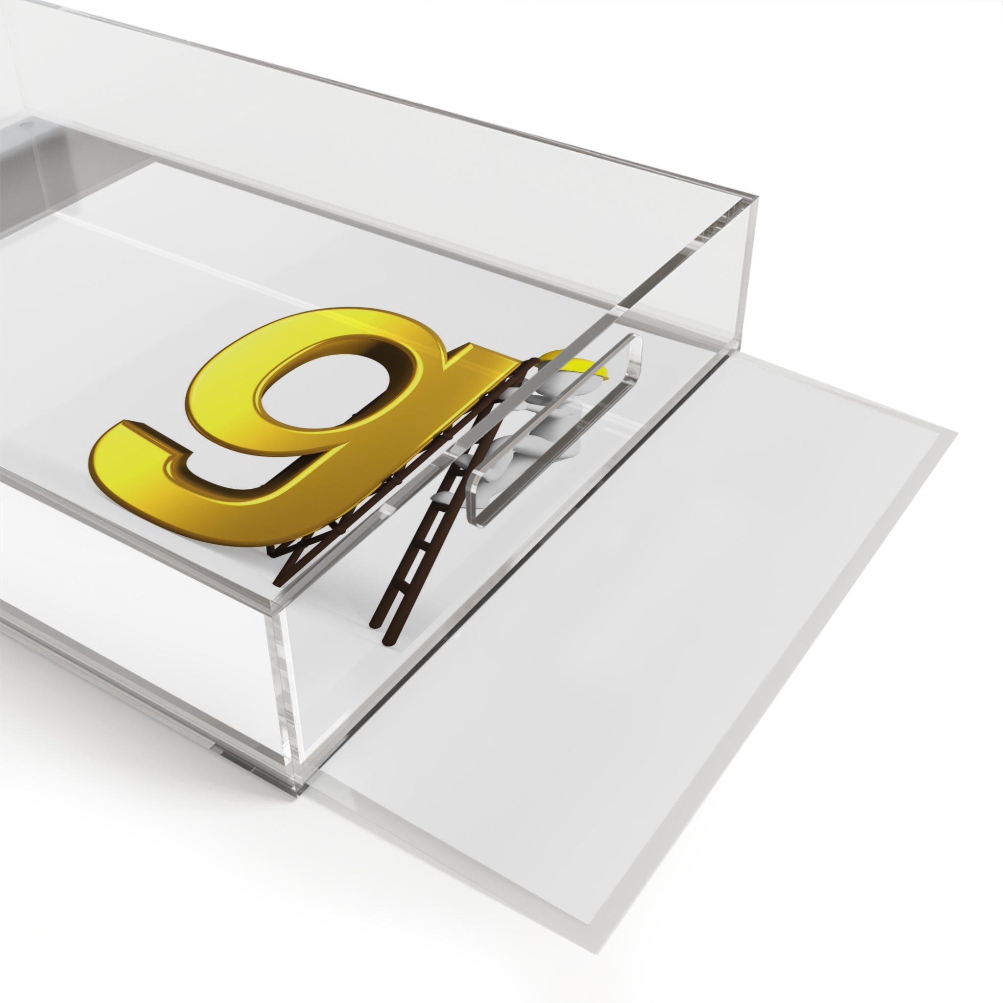 Gold Letter G with Worker Illustration Acrylic Serving Tray | Monogram Initial Decor