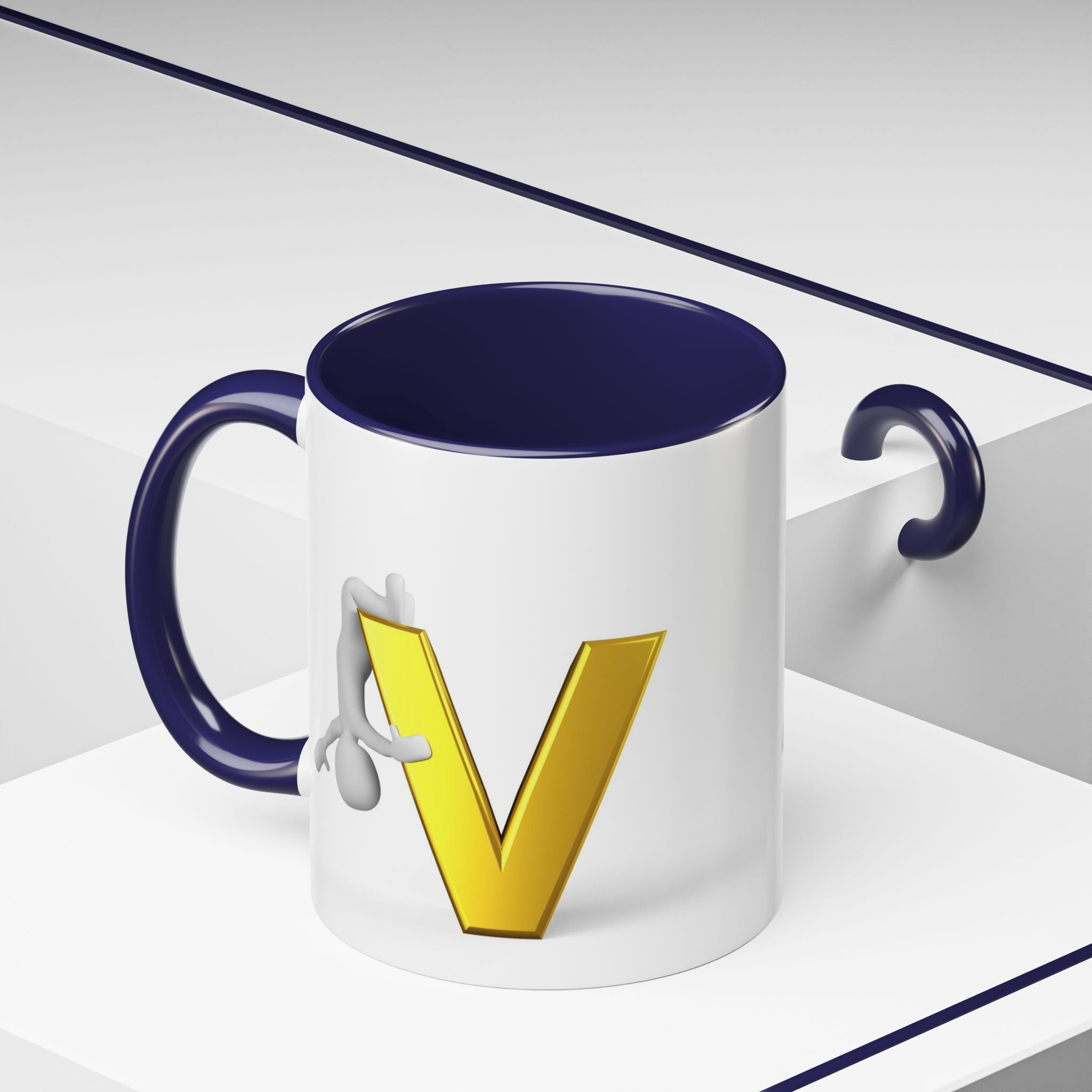 Gold Letter V with Figure Mug | Accent Coffee Mug