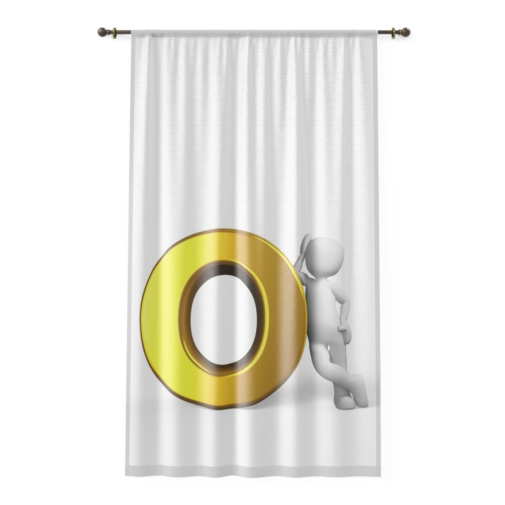 Golden O Letter Curtain | Alphabet Window Curtain