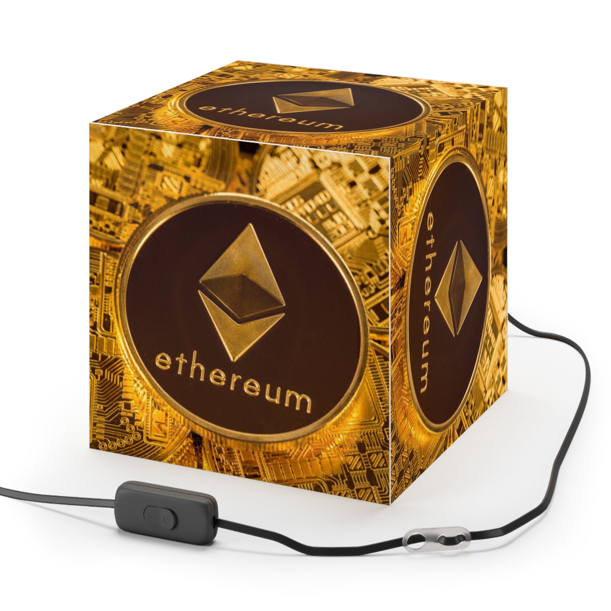 Ethereum Coin Light Cube Lamp | Crypto Decor, Blockchain Artwork
