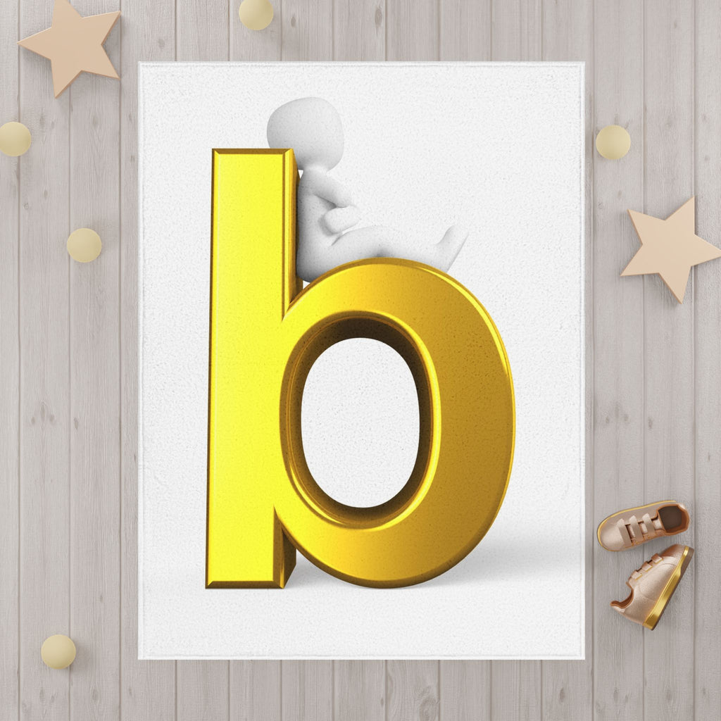 Gold Letter B Alphabet Toddler Blanket | Plush Baby Initial Decor