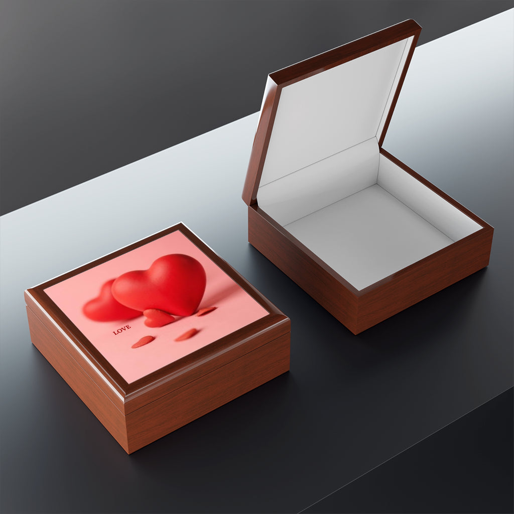 Red Heart Trio jewelry box | Valentine love keepsake