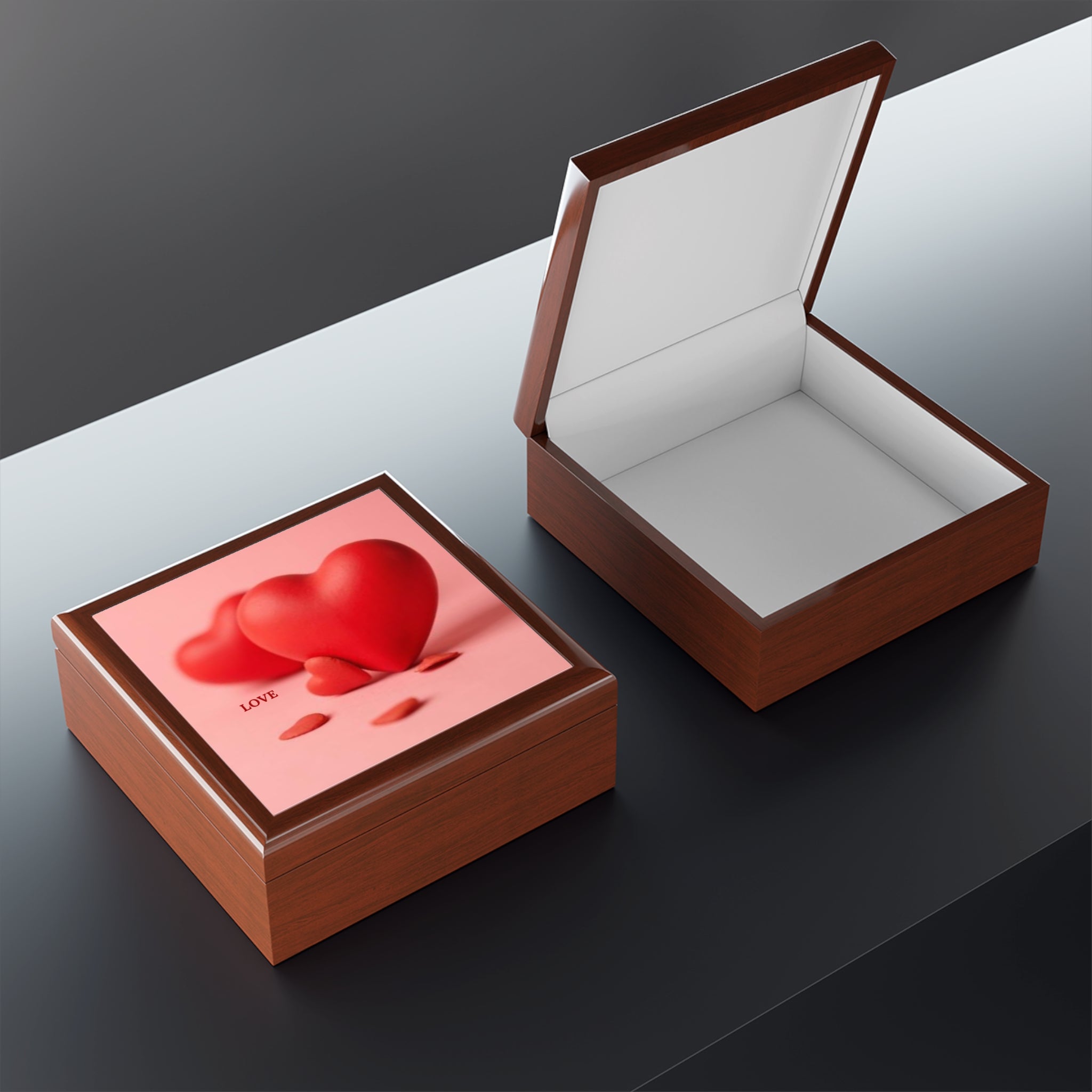 Red Heart Trio jewelry box | Valentine love keepsake