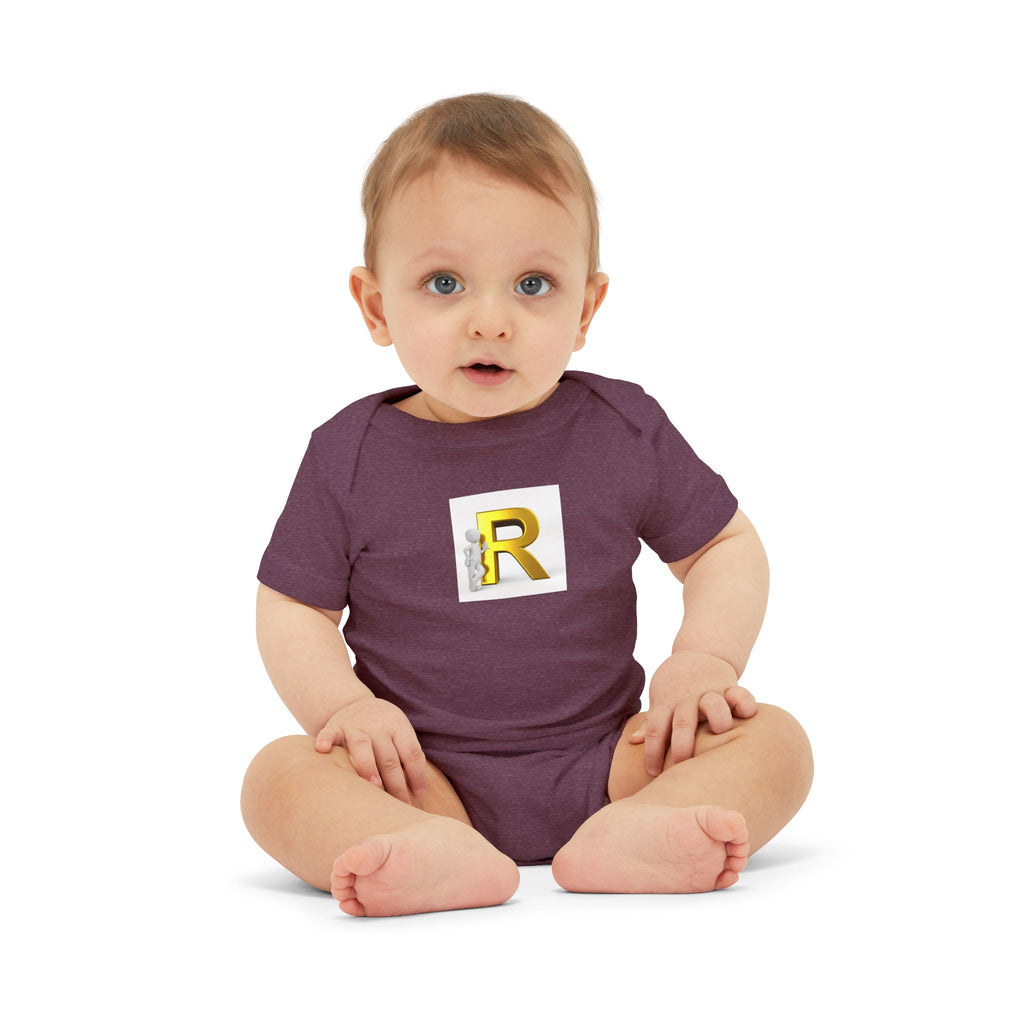 Gold Letter R Monogram Infant Onesie | Baby Bodysuit