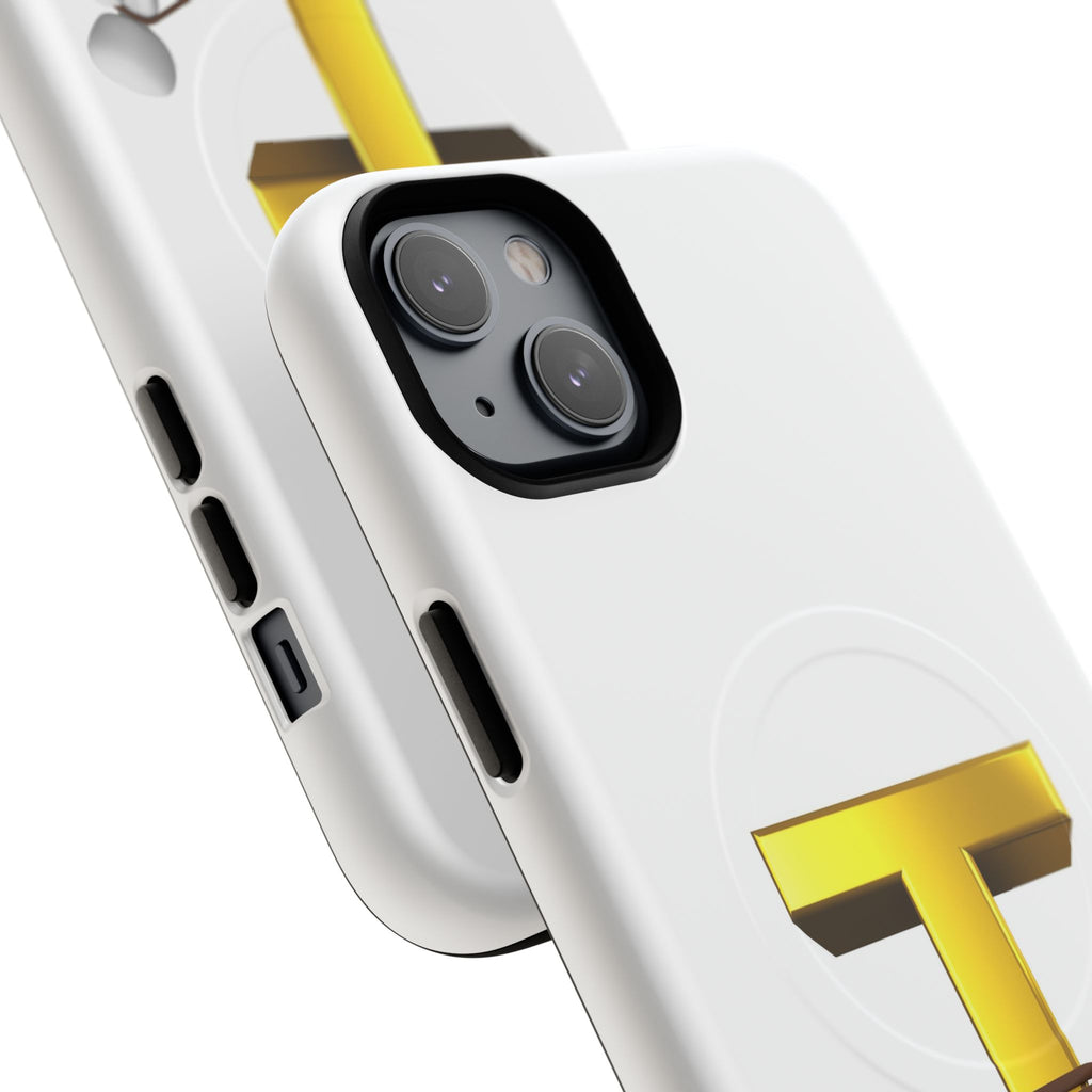 Gold Letter T with Tugging Figure phone case | Magnetic Tough Case