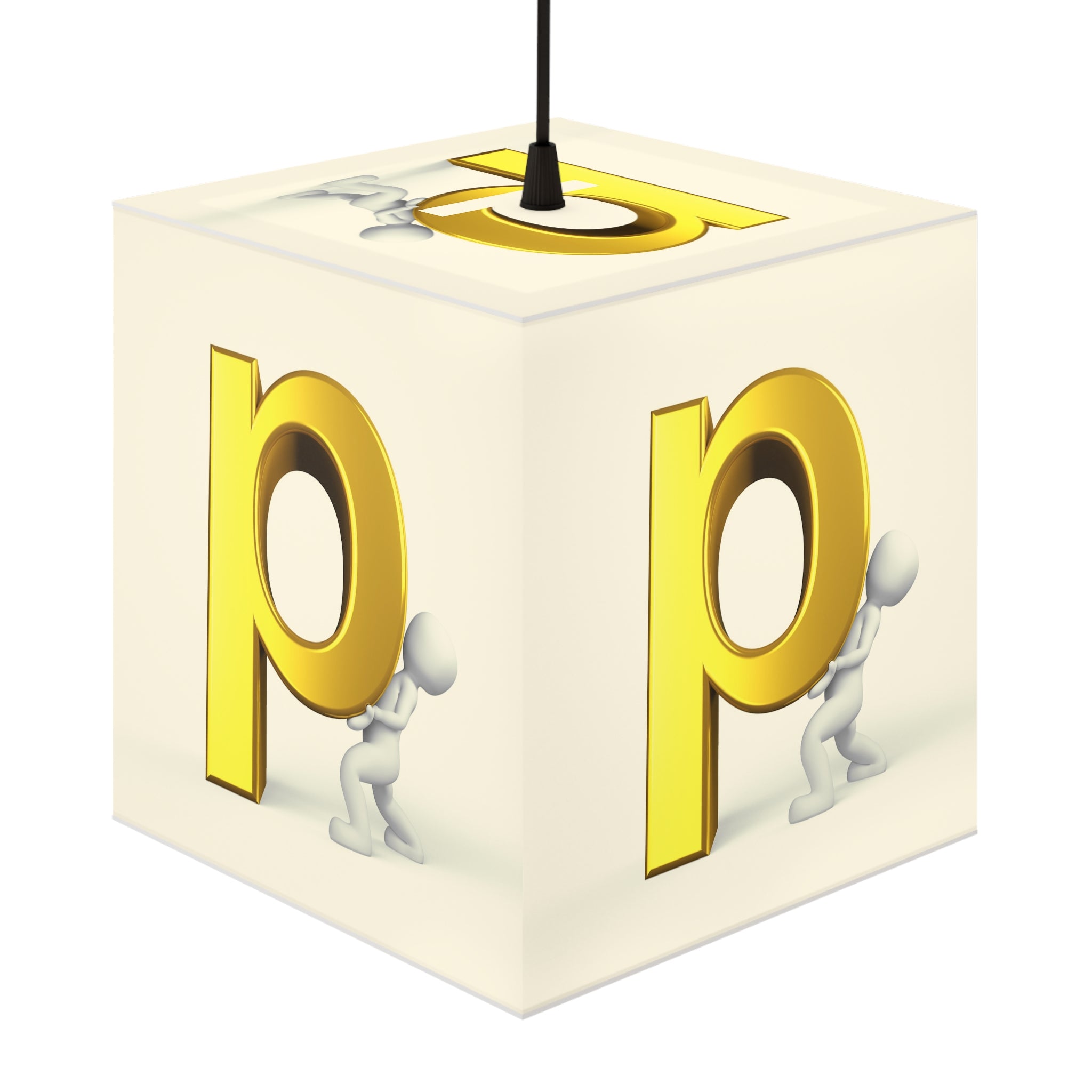 3D Gold Letter P Light Cube Lamp | Room Decor, Hanging Pendant