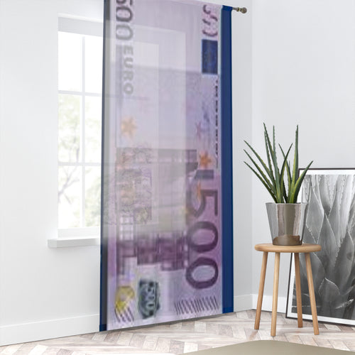Rideau de fenêtre billet de 500 euros | Draperie imprimé argent