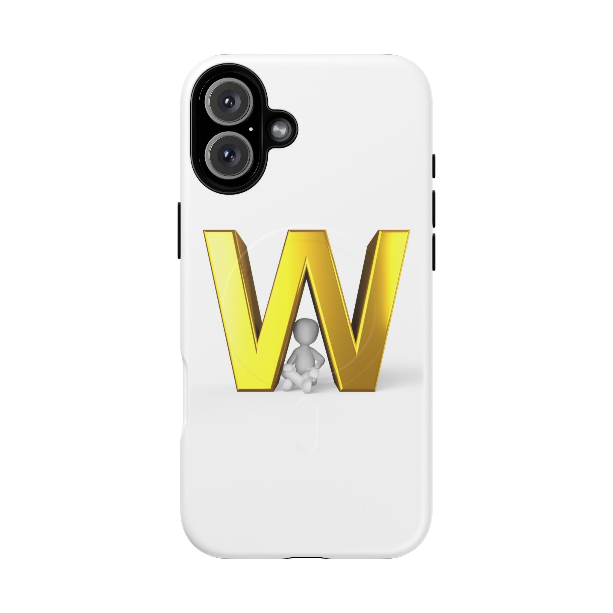 Coque de téléphone à monogramme lettre W or | Coque magnétique résistante