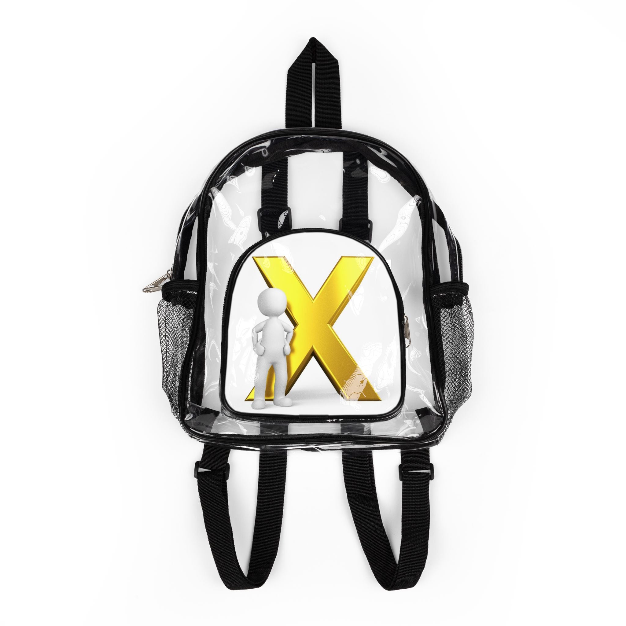 Gold X Logo Clear Stadium Backpack | Transparent School Bag