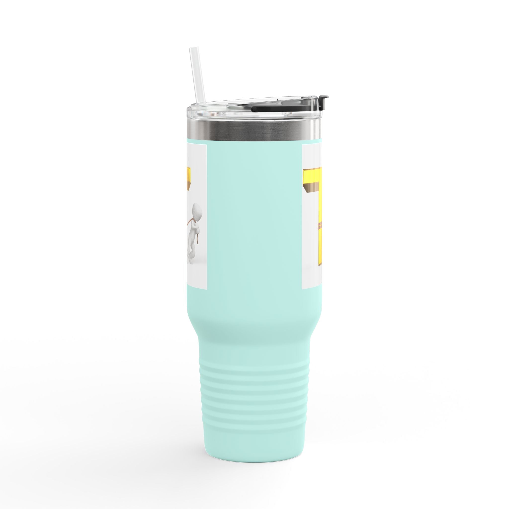 Mug de voyage isotherme 40oz avec figurine 3D tirant la lettre T en or