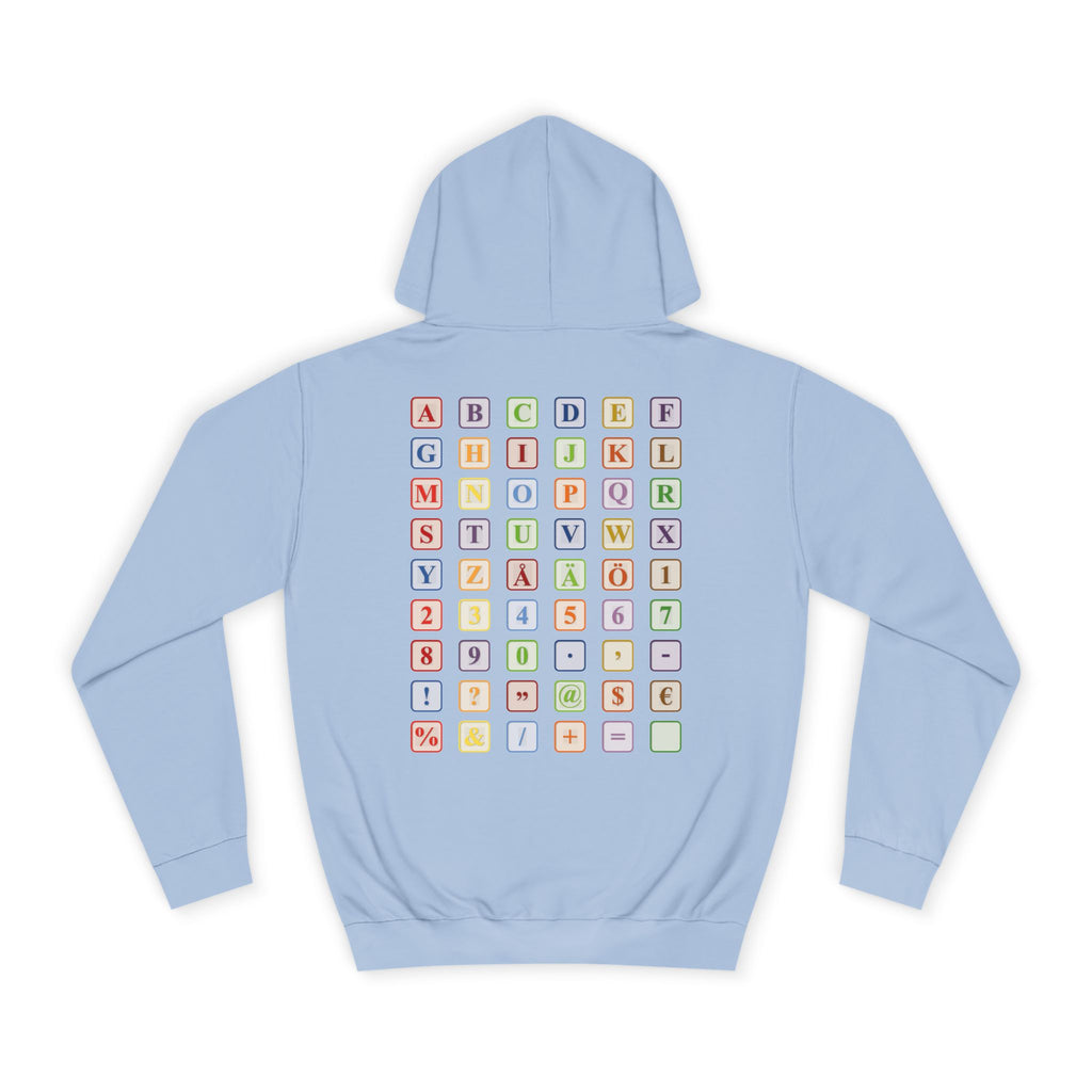 Alphabet Blocks Hoodie | Colorful Letter Grid, Back & Front Print