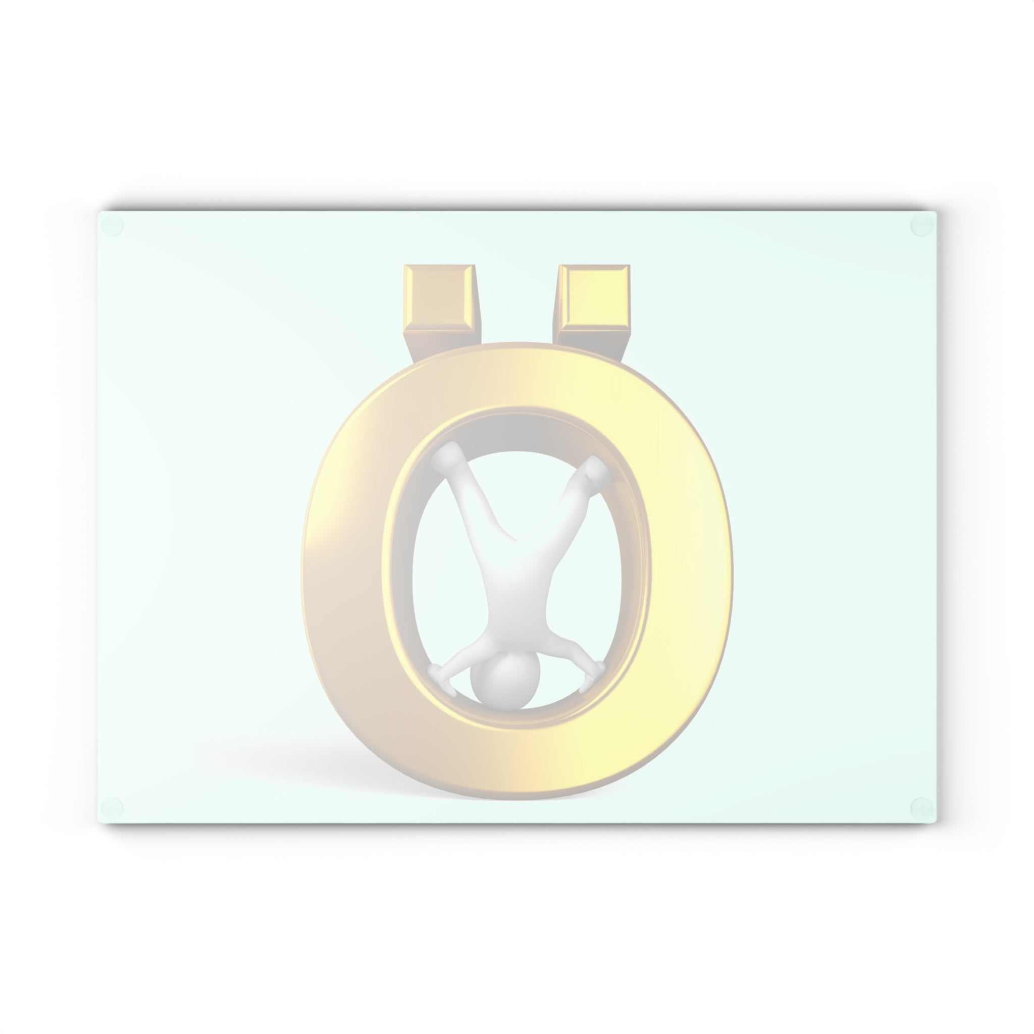 Gold Letter Ö Figure Glass Cutting Board | 3D Minimalist Kitchen Decor