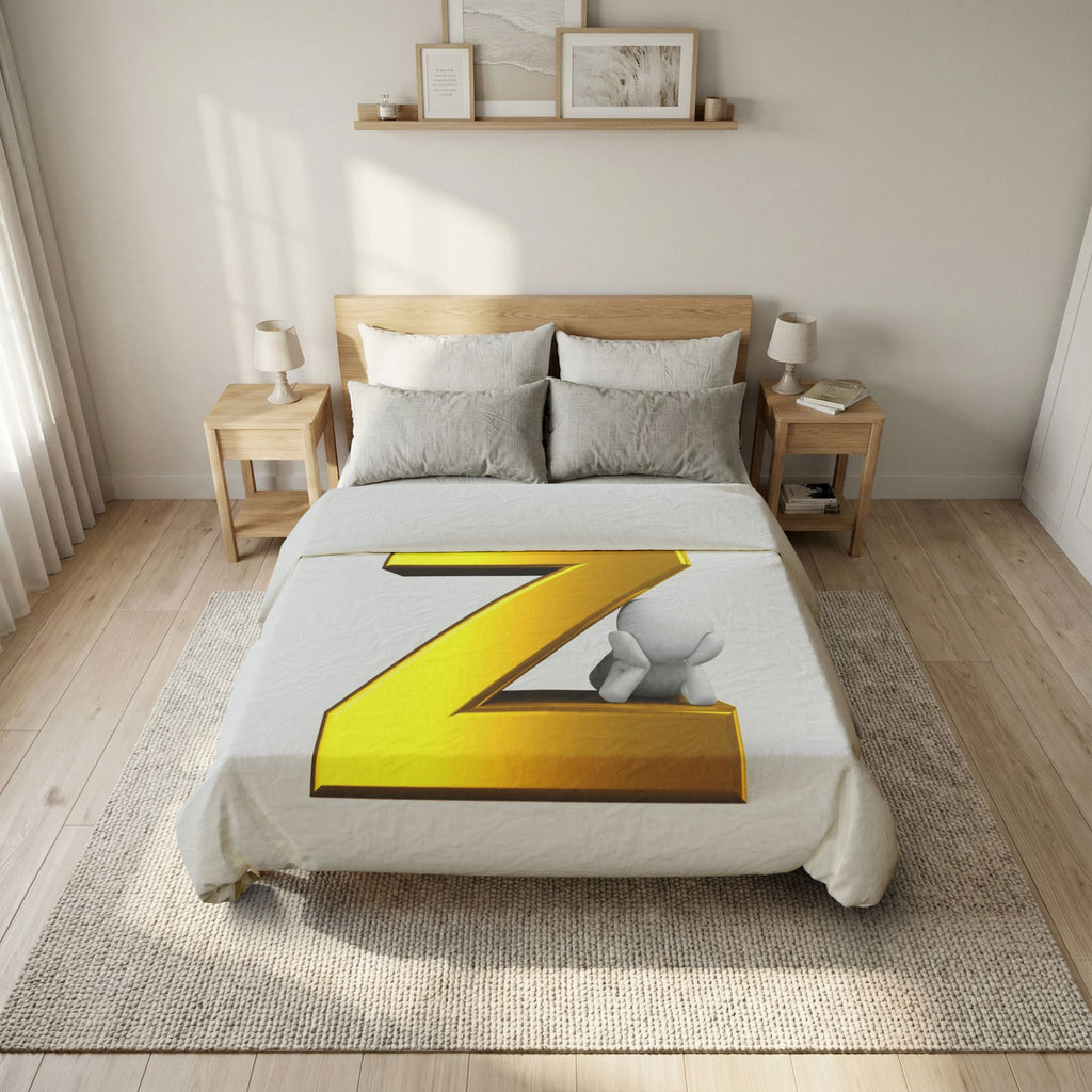 Gold Letter Z Initial Duvet Cover | Monogram Bedding