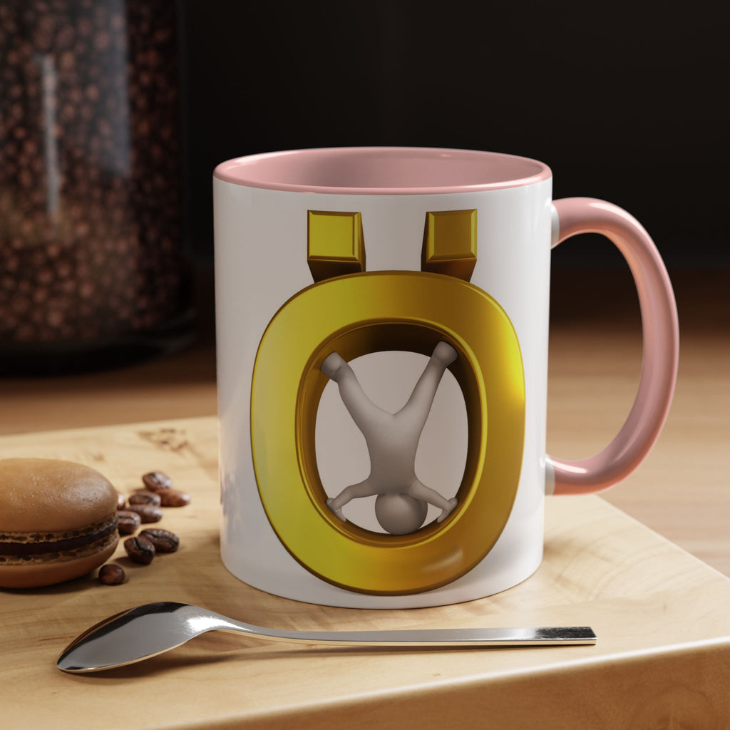 3D Gold Ö Letter Coffee Mug | Accent Handle, Black Interior