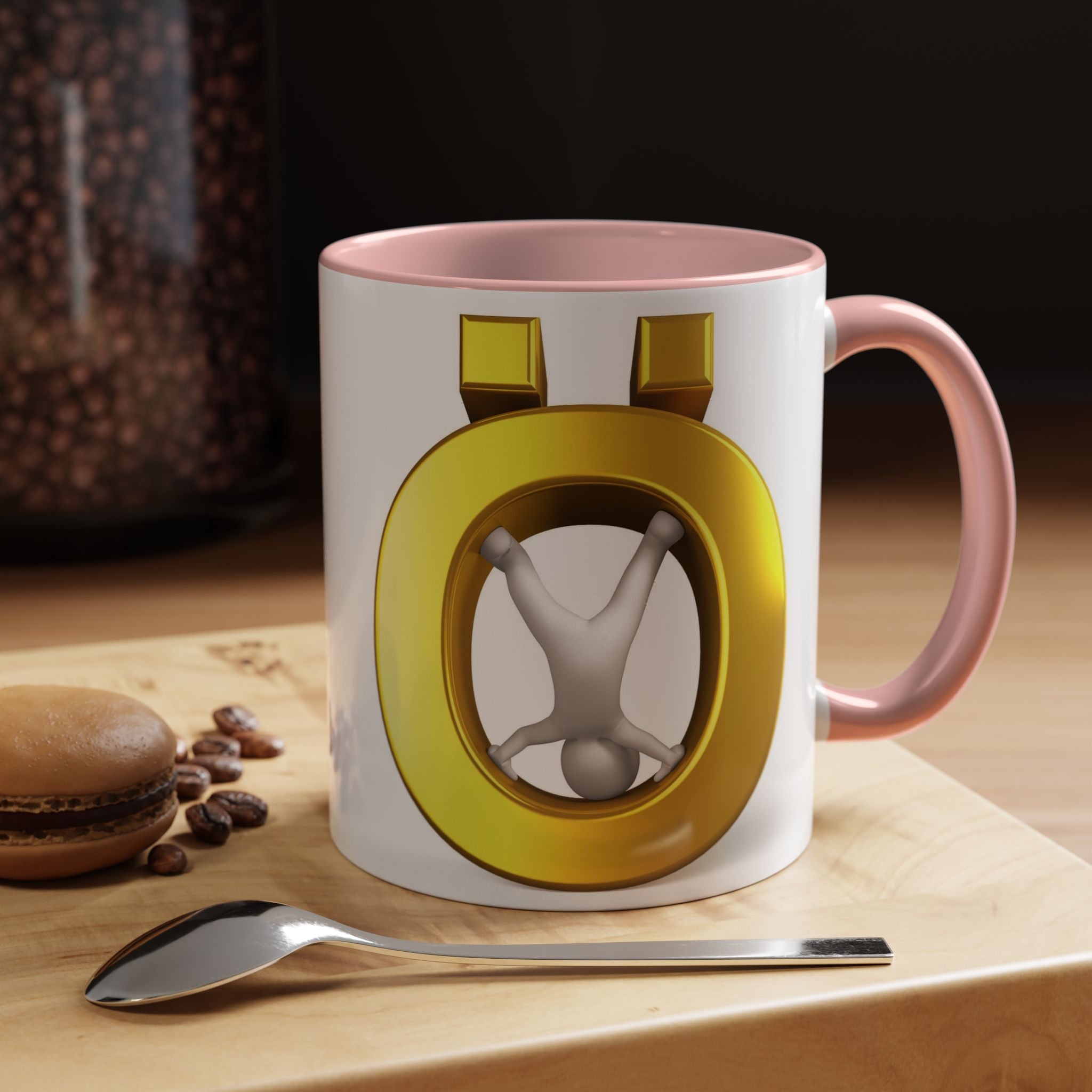 3D Gold Ö Letter Coffee Mug | Accent Handle, Black Interior