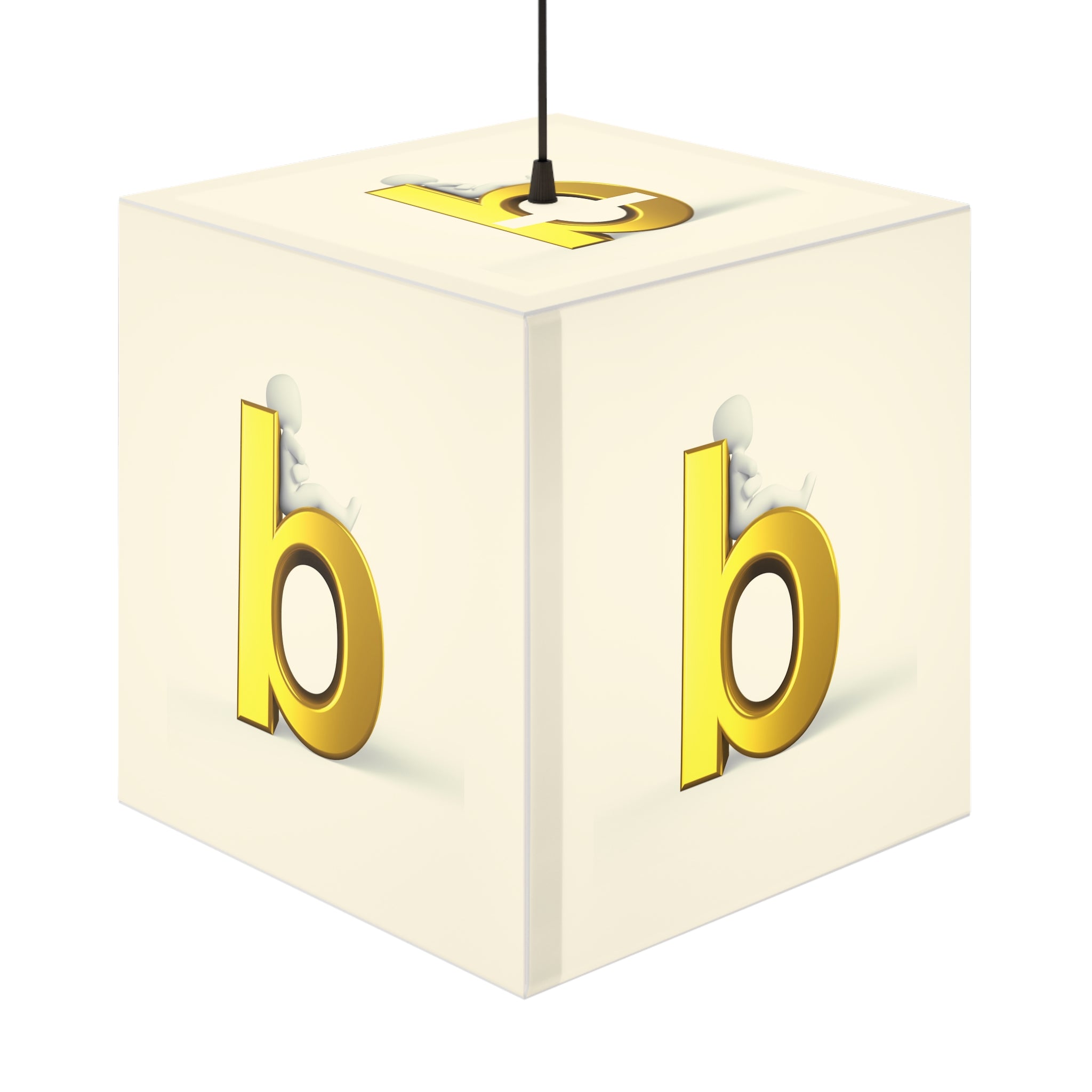 Lampe cube lumineuse avec lettre B dorée | Veilleuse alphabétique pour chambre d'enfant