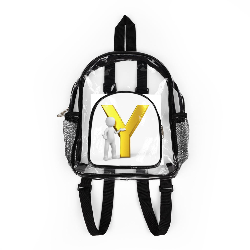 Yellow 3D Letter Y Graphic Clear Stadium Backpack | Transparent School Bag
