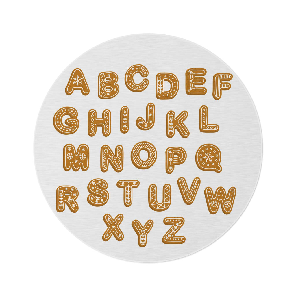 Gingerbread Alphabet Round Rug | Kids Playroom Nursery Décor