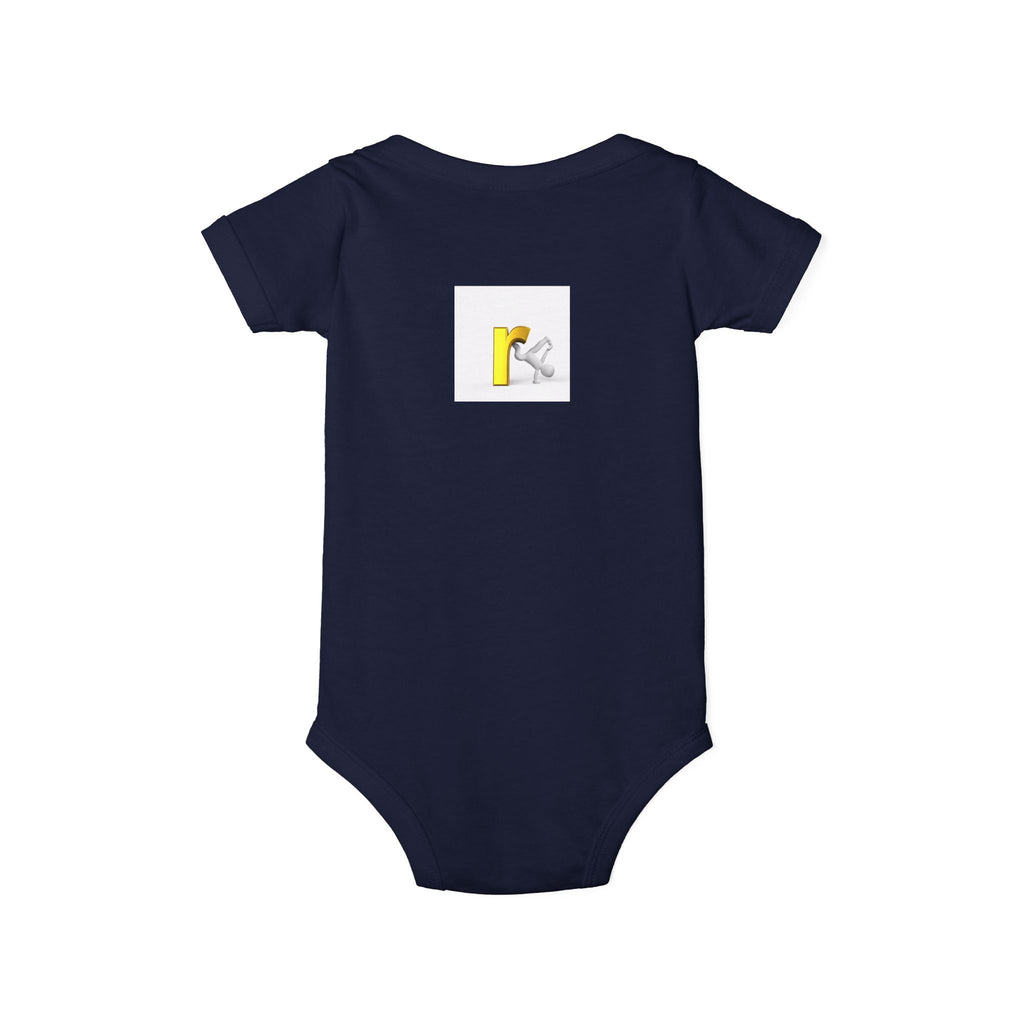 Yellow Letter R Monogram Baby Onesie | Infant Jersey One Piece