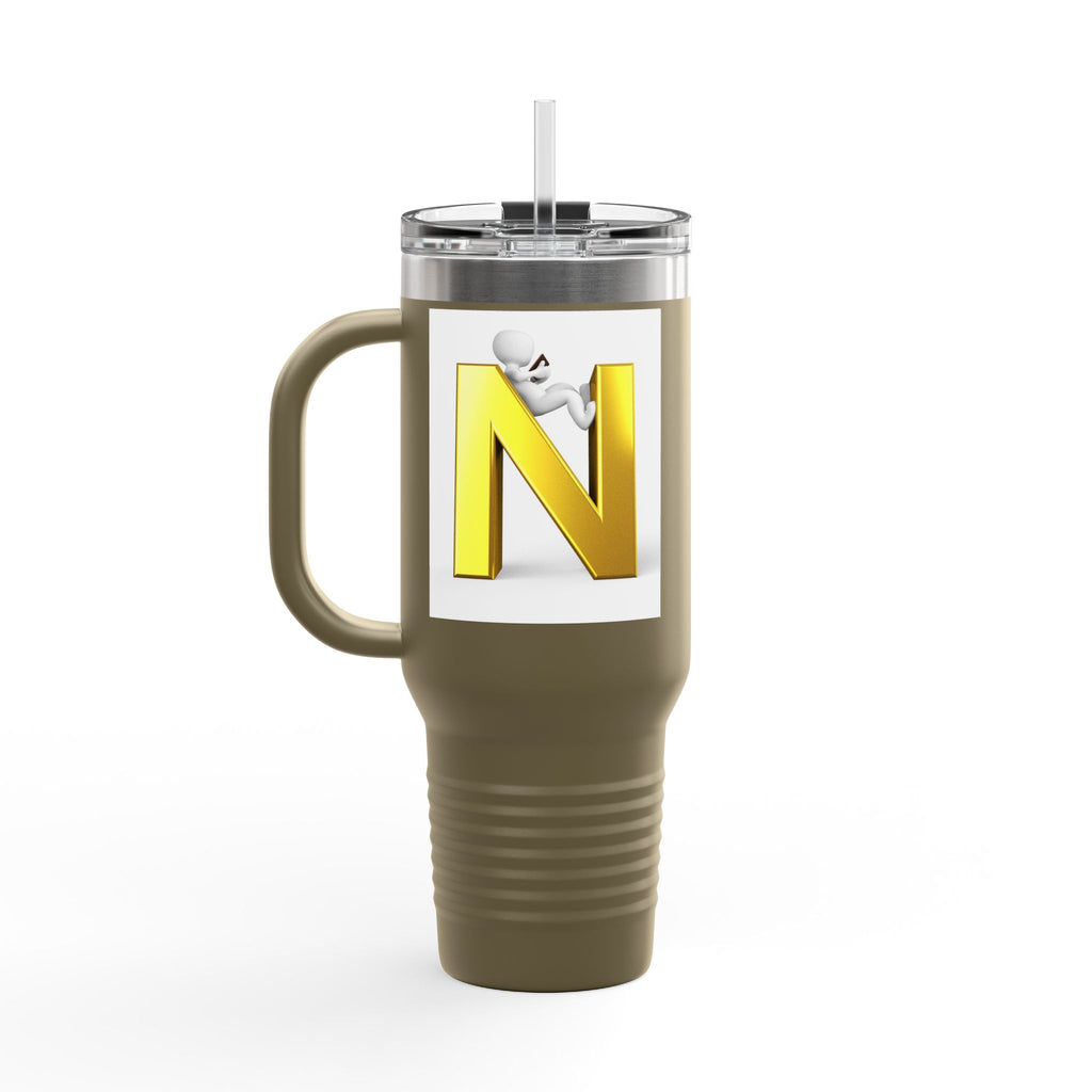 Yellow 3D Letter N Monogram Travel Mug 40oz | Insulated Tumbler