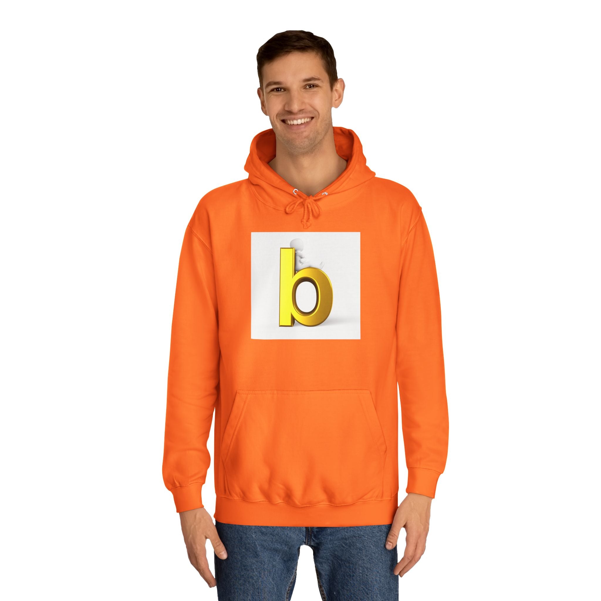 Yellow 3D Letter b Hoodie | Minimal Monogram Initial Sweatshirt