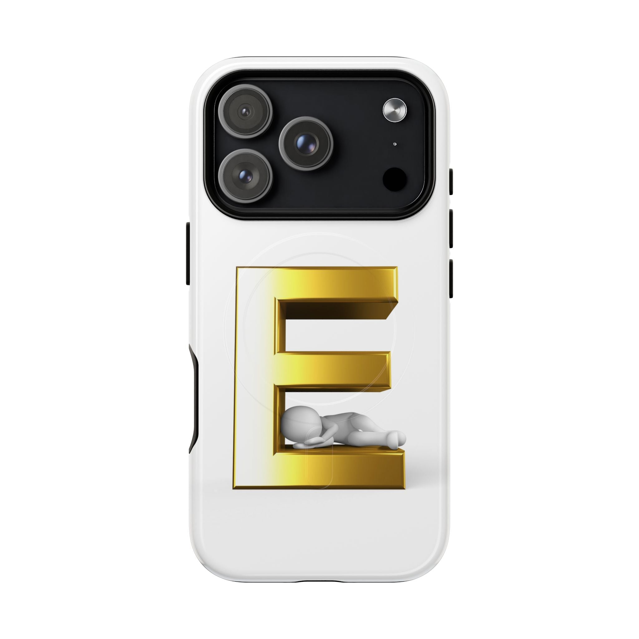 Coque de téléphone Monogramme Lettre E Dorée | Coque Magnétique Renforcée