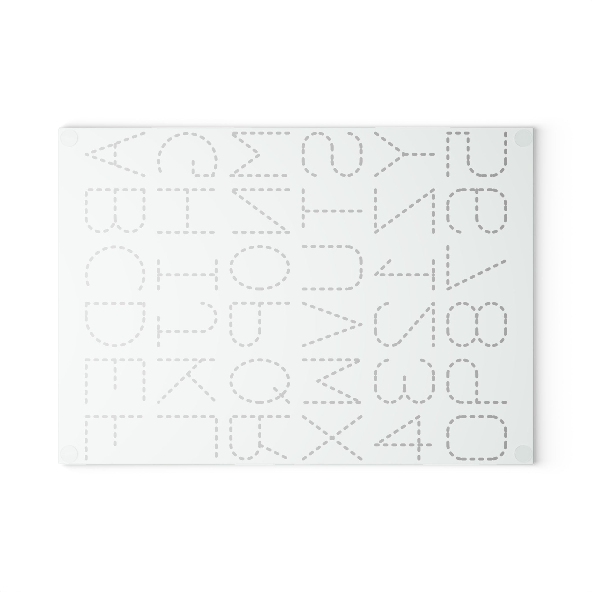 Dotted Alphabet & Numbers Glass Cutting Board | Educational Kitchen Decor