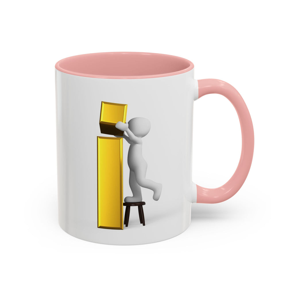 3D Figure Climbing Gold Letter i Mug | Accent Coffee Mug