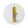 3D Figure with Gold Exclamation Round Rug | Statement Symbol Accent Rug