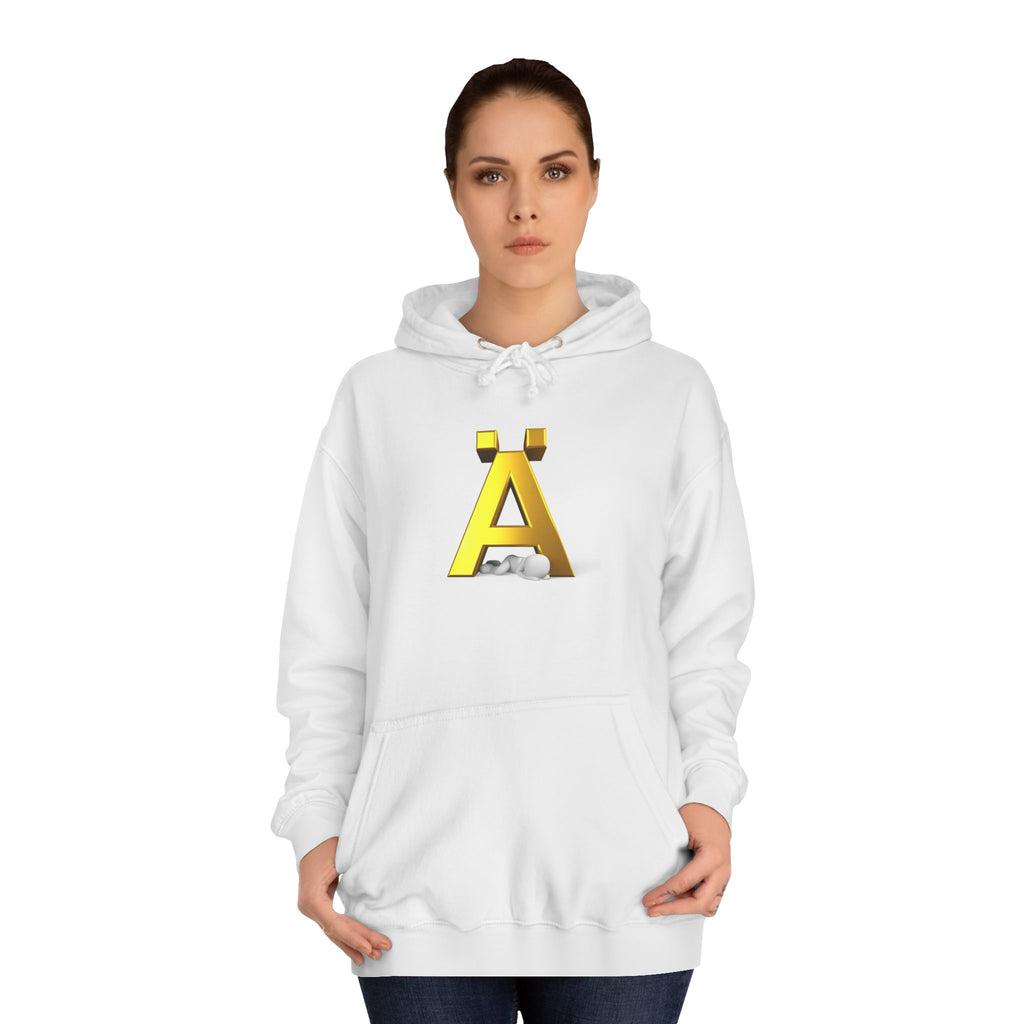 Gold Letter Ä Hoodie | 3D Metallic A with Rocks