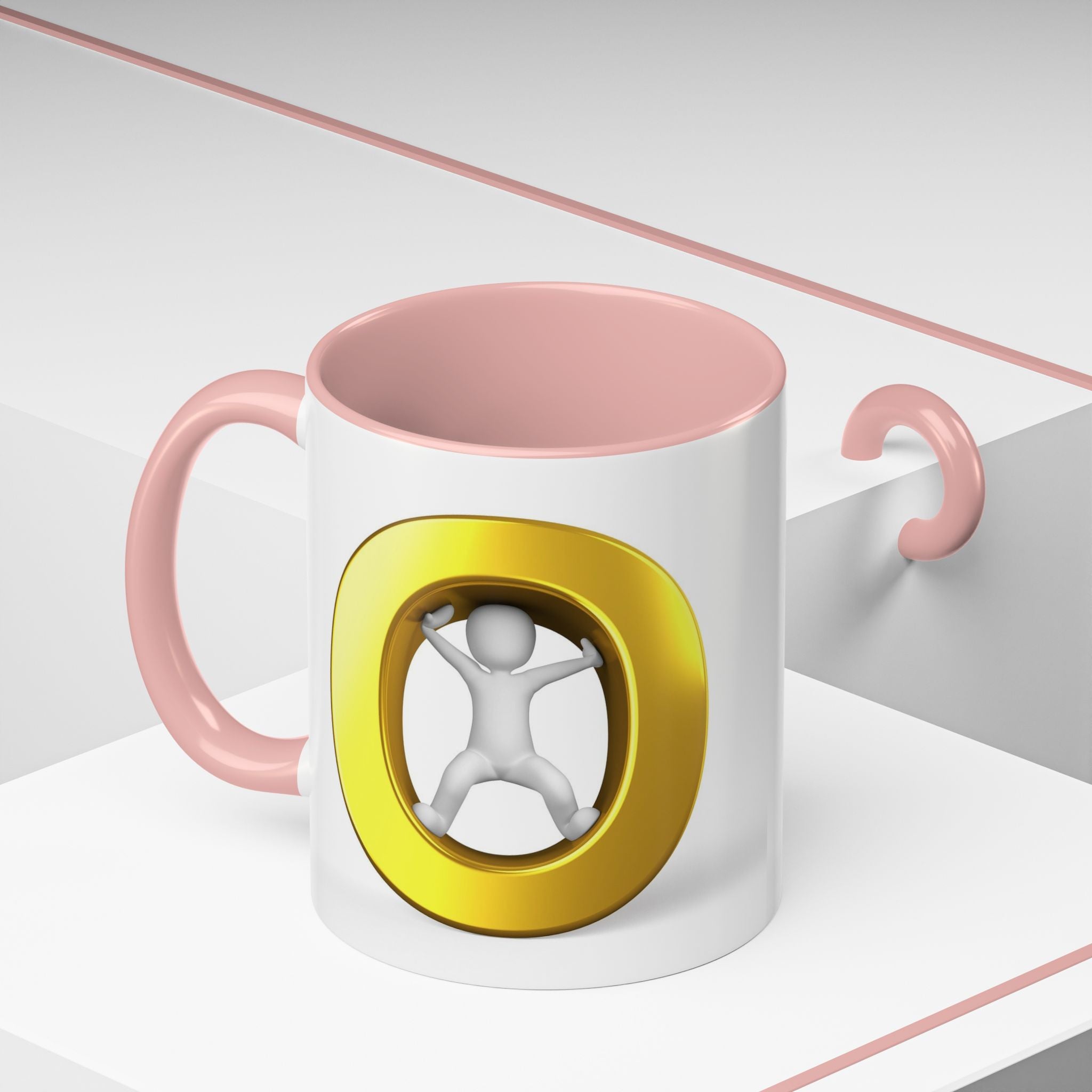 Stick Figure Inside Gold Letter O Mug | Accent Coffee Mug 11oz 15oz