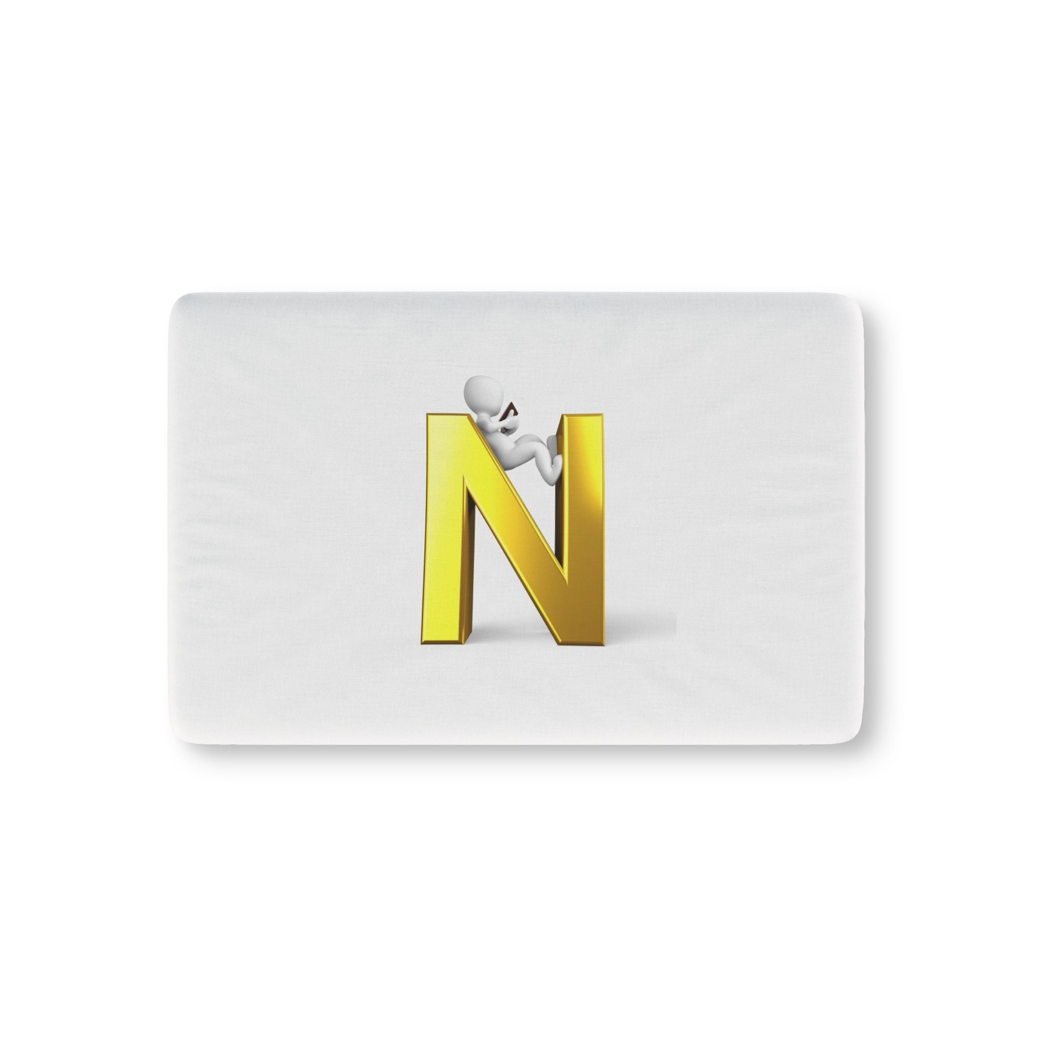 Gold Letter N with Climbing Character Baby Fitted Crib Sheet | Personalized Nursery